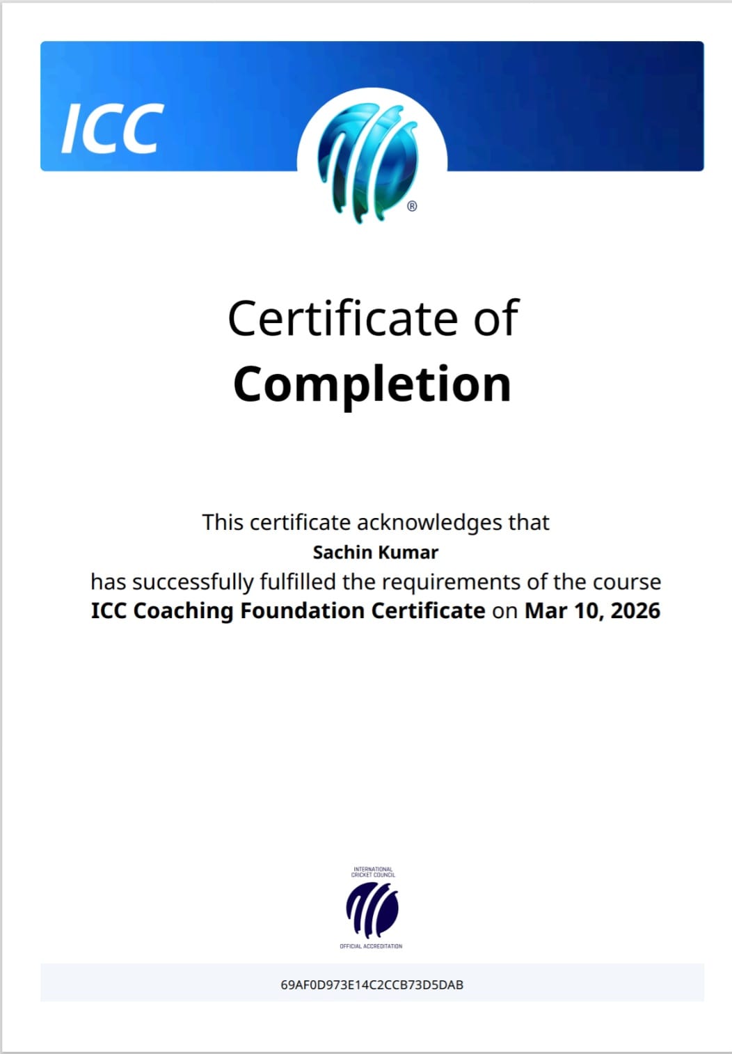 Certificate – March 2026